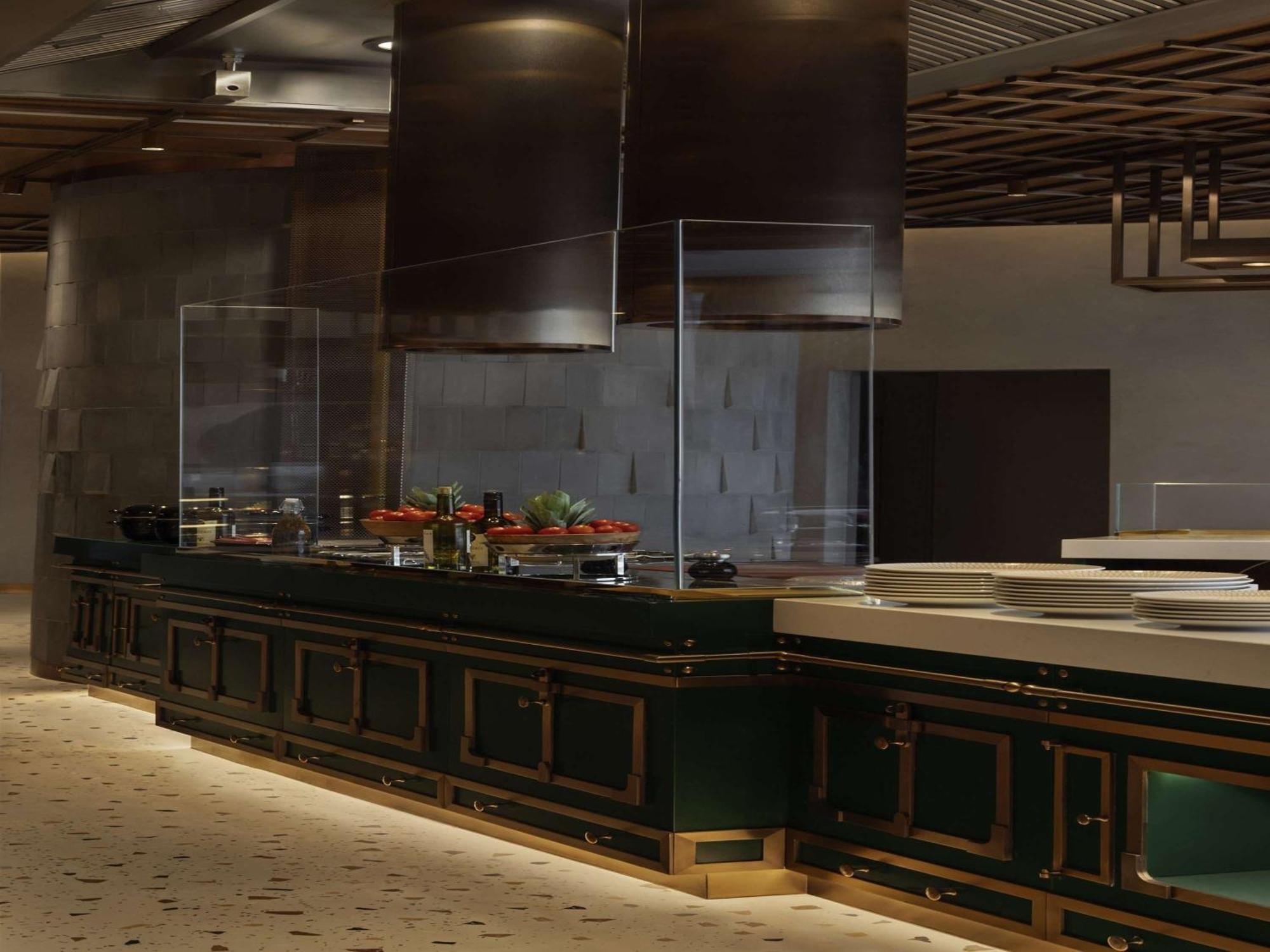 ホテル So/ Uptown ドバイ エクステリア 写真 A rendering of the open kitchen at the restaurant